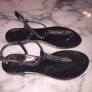 Cole Haan Grand Os Pewter Glitz T-Strap Sandal 8